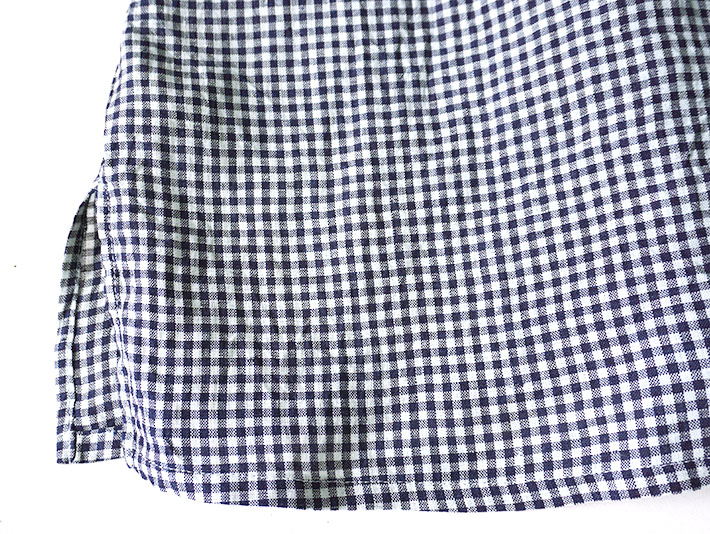 ロルカ　リネン　シャツ　チェック　ストライプ　森の８カテン　ロングシャツ