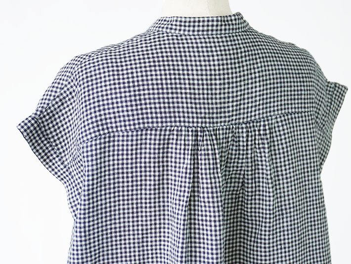 ロルカ　リネン　シャツ　チェック　ストライプ　森の８カテン　ロングシャツ