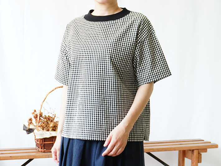 ロルカ　綿100％　上品　プルオーバー　カットソー　ブラックウォッチ　チェック　30代40代50代60代70代　rolca　森の８カテン