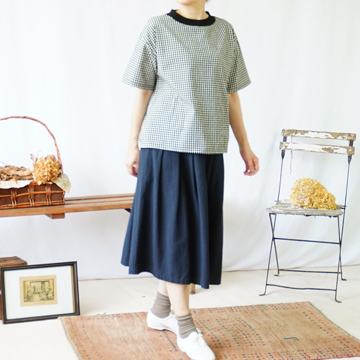 ロルカ　綿100％　上品　プルオーバー　カットソー　ブラックウォッチ　チェック　30代40代50代60代70代　rolca　森の８カテン