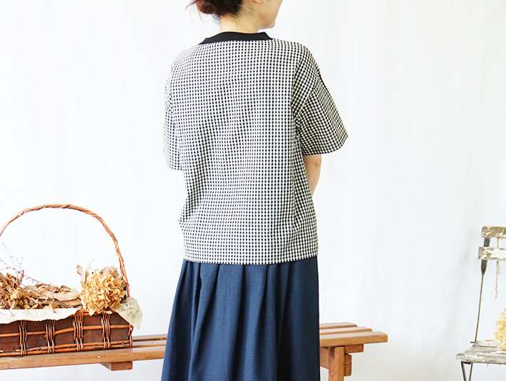 ロルカ　綿100％　上品　プルオーバー　カットソー　ブラックウォッチ　チェック　30代40代50代60代70代　rolca　森の８カテン