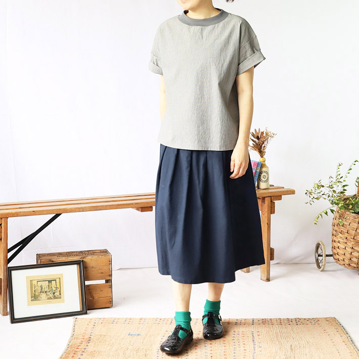 ロルカ　綿100％　上品　プルオーバー　カットソー　ブラックウォッチ　チェック　30代40代50代60代70代　rolca　森の８カテン