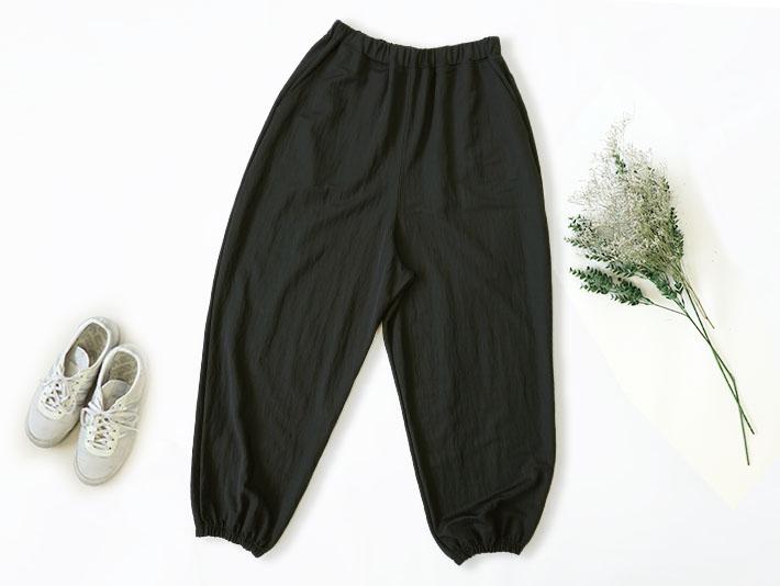 leventsouffle　ブラック　レディース　30代40代50代60代70代80代　上品　パンツ　リラックスパンツ　イージーパンツ　rolca　ストレスフリー　森の８カテン