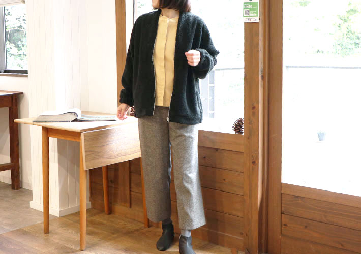 leventsouffle　ボア　ジップアップ　ニット　レディース　30代40代50代60代70代80代　カーディガン　コーディガンrolca　あたたかニット　ストレスフリー　森の８カテン