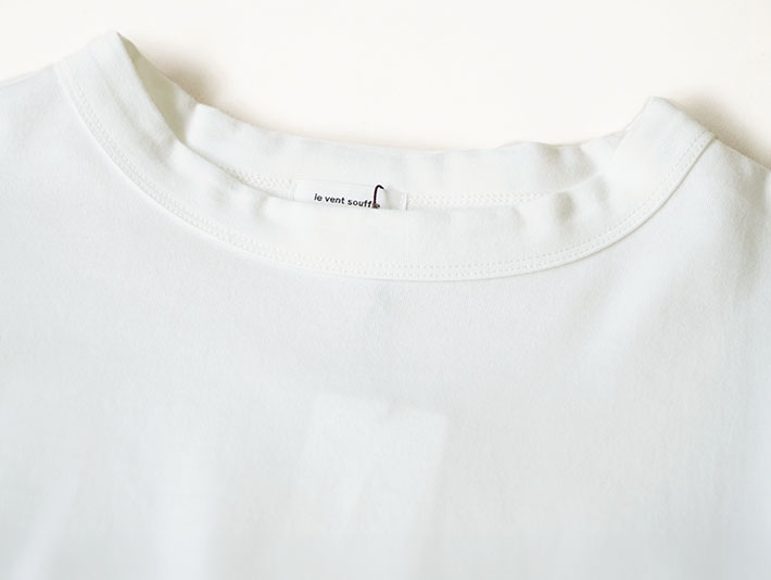 leventsouffle　プルオーバー　コットン　ECO　ハイゲージ天竺　ボトルネック　Tシャツ　七分袖　女性　上品　森の８カテン