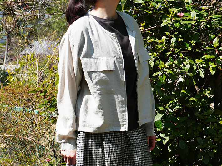 leventsouffle　ブルゾン　ジップアップ　上品　レディース　30代40代50代60代70代80代　ZIPブルゾン　ストレッチ　rolca　　ストレスフリー　森の８カテン