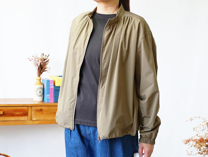 leventsouffle　ブルゾン　ジップアップ　上品　レディース　30代40代50代60代70代80代　ZIPブルゾン　ストレッチ　rolca　　ストレスフリー　森の８カテン