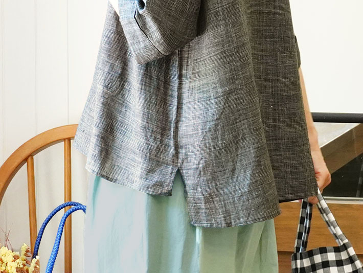 ロルカ　リネン　森の８カテン　プルオーバー　日本製　上品　30代40代50代60代70代80代　rolca　チェック