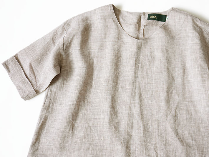 ロルカ　リネン　森の８カテン　プルオーバー　日本製　上品　30代40代50代60代70代80代　rolca　チェック