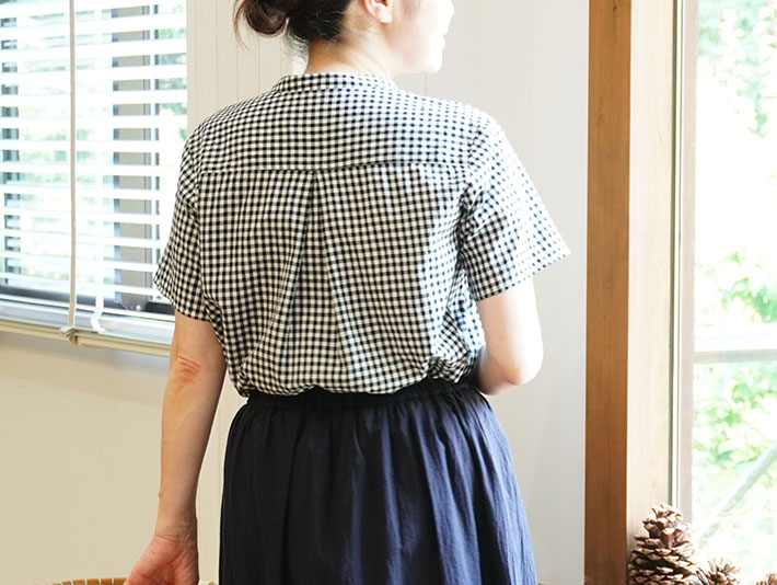 ロルカ　リネン　コットン　綿100％　森の８カテン　プルオーバー　日本製　上品　30代40代50代60代70代80代　rolca　チェック　ネイビー　大人カジュアル　女性　レディース