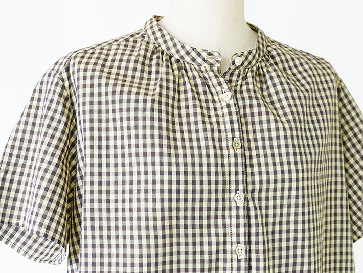 ロルカ　リネン　コットン　綿100％　森の８カテン　プルオーバー　日本製　上品　30代40代50代60代70代80代　rolca　チェック　ネイビー　大人カジュアル　女性　レディース