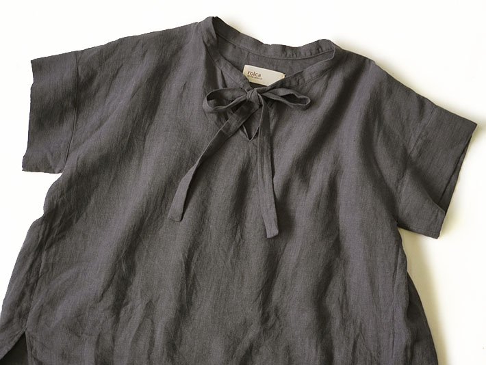 ロルカ　リネン　コットン　綿100％　森の８カテン　プルオーバー　日本製　上品　30代40代50代60代70代80代　rolca　チェック　ネイビー　大人カジュアル　女性　レディース