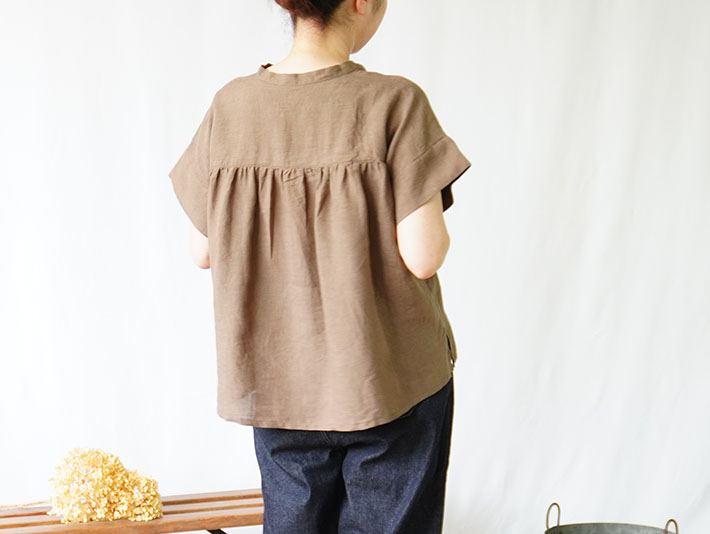 ロルカ　リネン　コットン　綿100％　森の８カテン　プルオーバー　日本製　上品　30代40代50代60代70代80代　rolca　チェック　ネイビー　大人カジュアル　女性　レディース