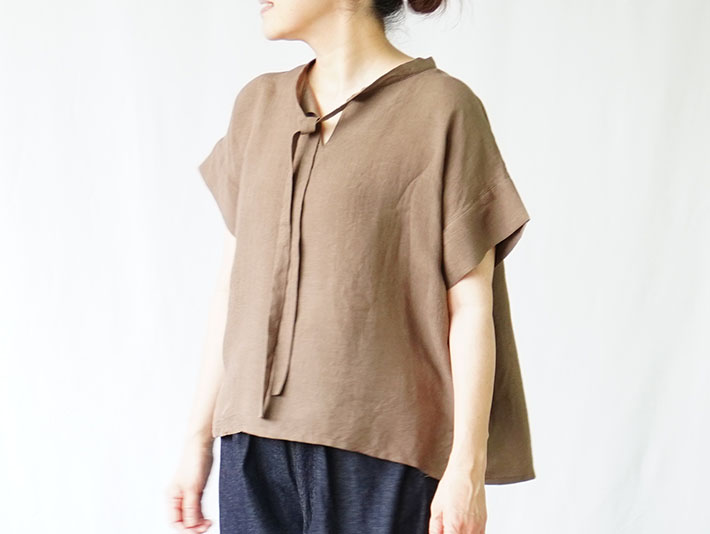 ロルカ　リネン　コットン　綿100％　森の８カテン　プルオーバー　日本製　上品　30代40代50代60代70代80代　rolca　チェック　ネイビー　大人カジュアル　女性　レディース