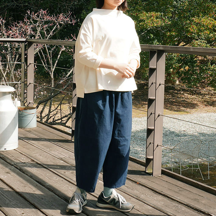 NARU　日本製　ロルカ　森の８カテン　ハンドワッシャー　綿100％　シーチング　グレー　ブルー　コットン　ドルマンスリーブ　30代40代50代60代70代80代　上品