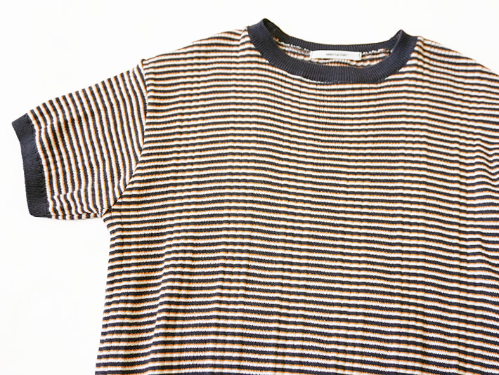 NARU　日本製　ロルカ　森の８カテン　　綿100％　ニット　マルチボーダー　グレー　ブルー　コットン　ボーダー　ビスケット　チャコール　30代40代50代60代70代80代　上品