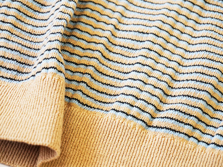 NARU　日本製　ロルカ　森の８カテン　　綿100％　ニット　マルチボーダー　グレー　ブルー　コットン　ボーダー　ビスケット　チャコール　30代40代50代60代70代80代　上品