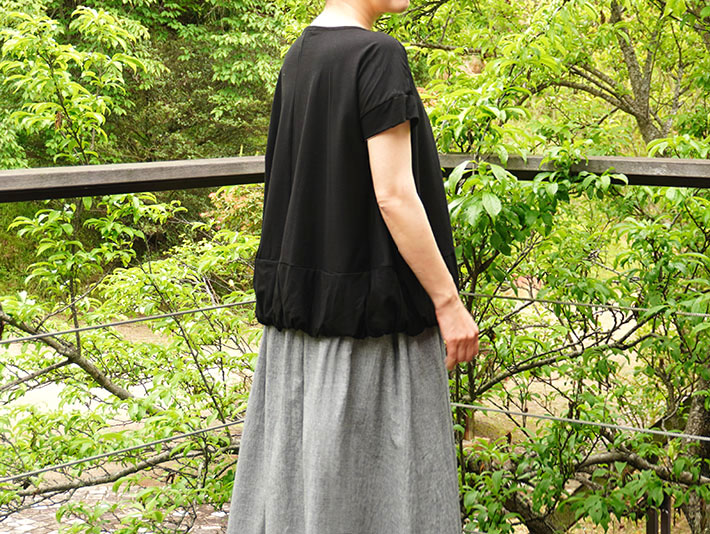NARU　日本製　ロルカ　森の８カテン　カットソー　クラシック天竺　天竺　キナリ　チャコールグレー　ハンドワッシャー　綿100％　グレー　コットン　ドルマンスリーブ　30代40代50代60代70代80代　上品