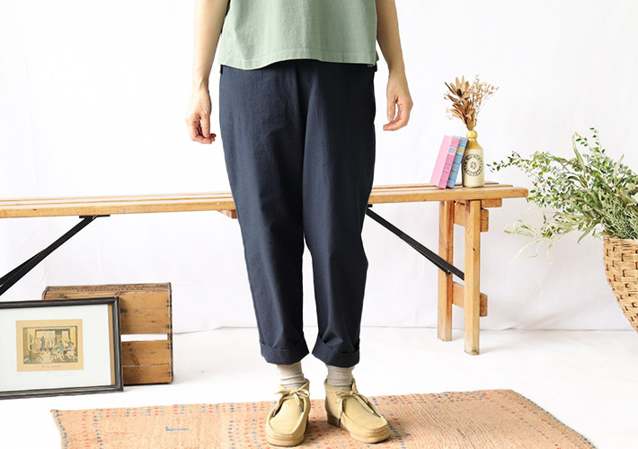 コットン　綿麻　パンツ　日本製　レディース　30代40代50代60代70代80代　ロルカ　rolca　森の８カテン