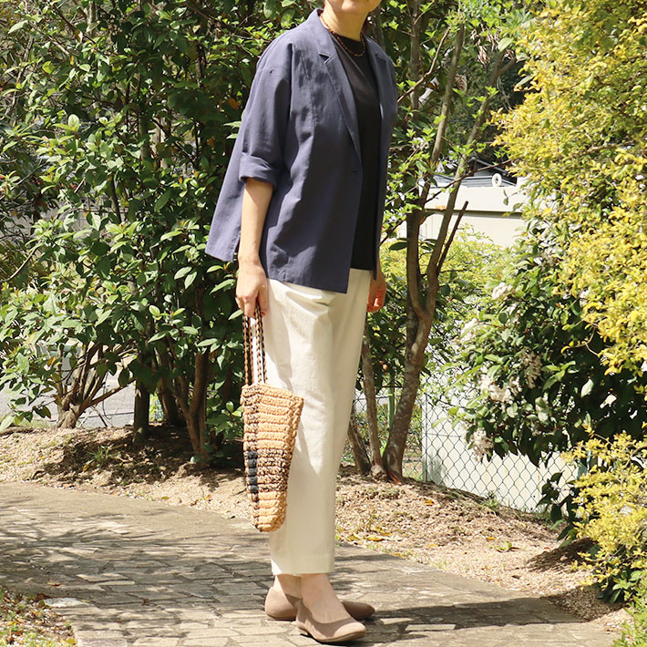 コットン　綿麻　パンツ　日本製　レディース　30代40代50代60代70代80代　ロルカ　rolca　森の８カテン