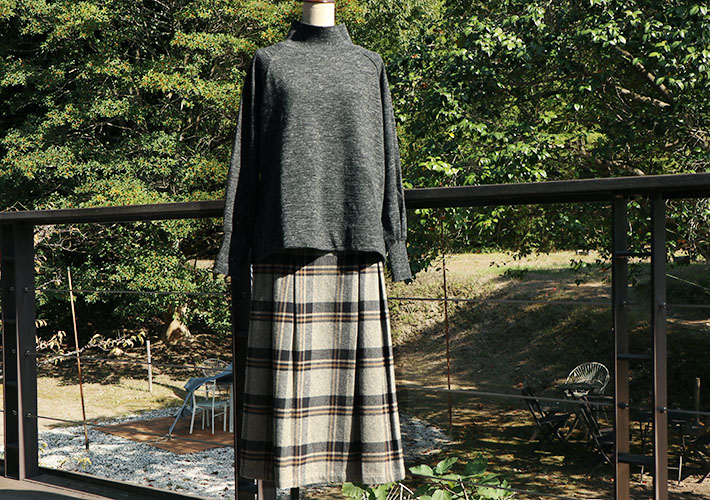 ロルカ　森の８カテン　スカート　ウール　チェック　ワンピース