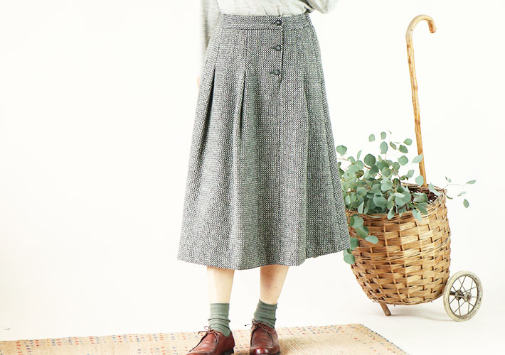 rolcaonthenotesロルカ　スカート　女性　30代40代50代60代70代80代　上品　綿ウール　コットン　森の８カテン