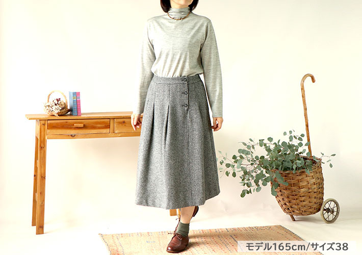 rolcaonthenotesロルカ　スカート　女性　30代40代50代60代70代80代　上品　綿ウール　コットン　森の８カテン