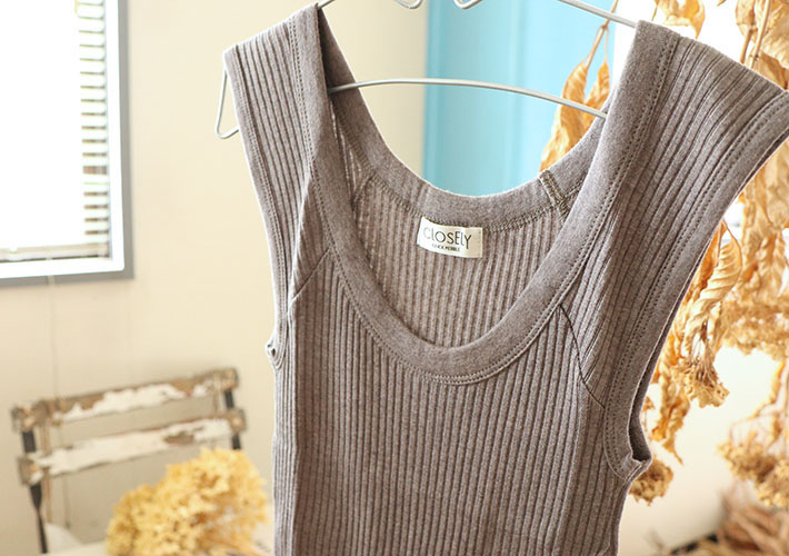 CLOSELY　CLICKPEBBLE　テレコタンクトップ　コットンシルク　綿　シルク　レディース　30代40代50代60代70代　上品　大人カジュアル　森の８カテン　rolca