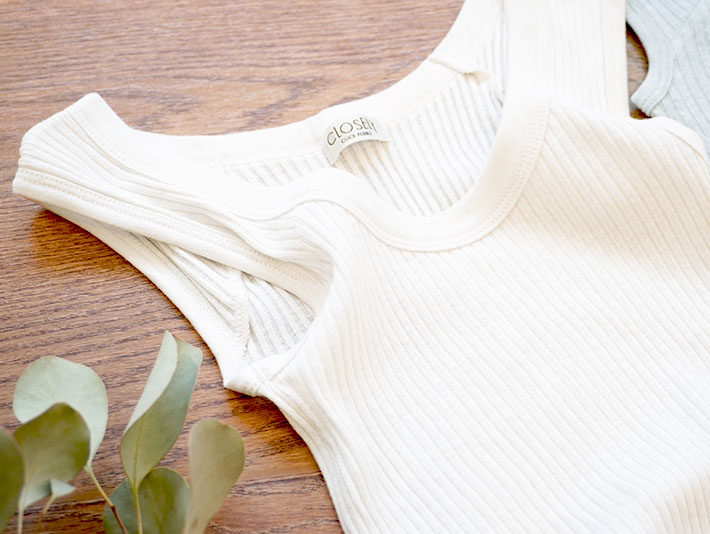 CLOSELY　CLICKPEBBLE　テレコタンクトップ　コットンシルク　綿　シルク　レディース　30代40代50代60代70代　上品　大人カジュアル　森の８カテン　rolca