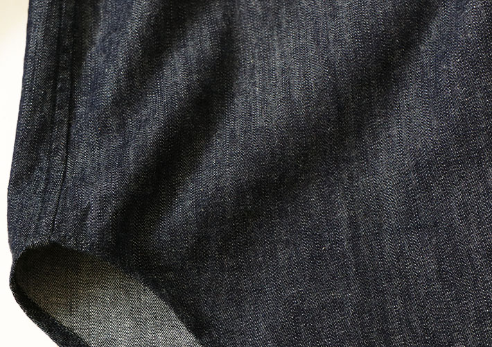 ロルカ　男女兼用　ユニセックス　インディゴ　デニム　コットン　シャツ　ストライプ　森の８カテン　メンズ