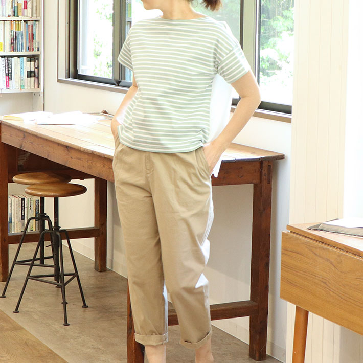 コットン　リネン　インディゴストレッチ　インディゴ　パンツ　ロルカ　森の８カテン