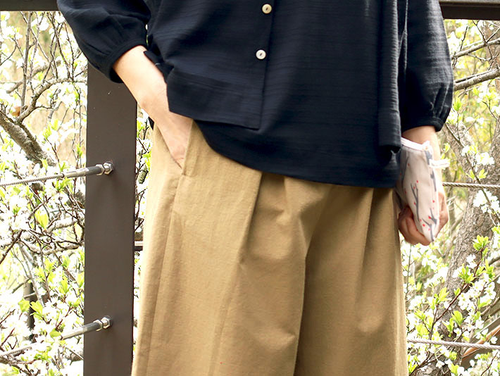 綿　麻　コットンリネン　ワイドパンツ　フレアパンツ　上品　オケージョン　レディース　30代　40代　50代　60代　70代　ワルツフォーロルカ　ロルカ　森の８カテン