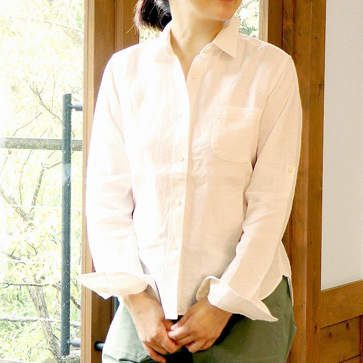 rolca on the notes]フレンチリネン ロールアップシャツ | 森の8