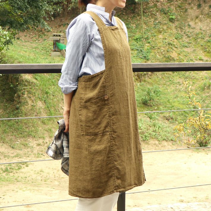 ダニエラグレジス リネンエプロン　カーキ ダニエラグレジス リネンエプロン カーキ 7101 撥水加工ガーデニング
